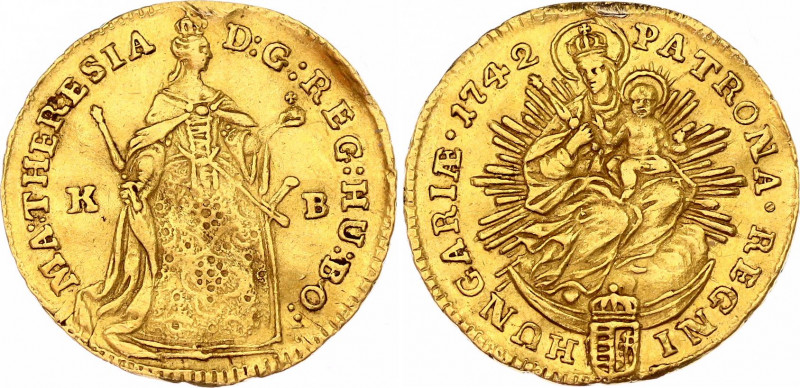 Hungary 1 Dukát 1742 KB
KM# 329; ÉH# 1212; H# 1651; N# 192507; Gold (.986) 3.50...