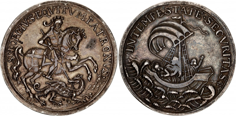 Hungary Silver Medal "St. Georgstaler" (ND)
Obv: IN TEMPESTATE SECVRITAS. Chris...