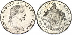 Hungary Taler 1833 B
KM# 418, Her# 370; Franz I (1792-1806-1835). Kremnitz Mint. Silver, UNC- with beautiful full mint luster. Extremely rare in this...