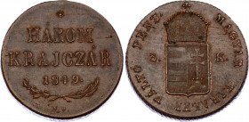 Hungary 3 Kreuzer 1849 NB War of Independence
KM# 434; ÉH# 1431; N# 23190; Copper; Mint: Baia Mare; AUNC/UNC