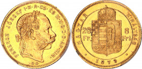 Hungary 8 Forint / 20 Francs 1879 KB PCGS MS63
KM# 455; Kremnitz. Gold (.900), 6.45g. UNC, mint luster.