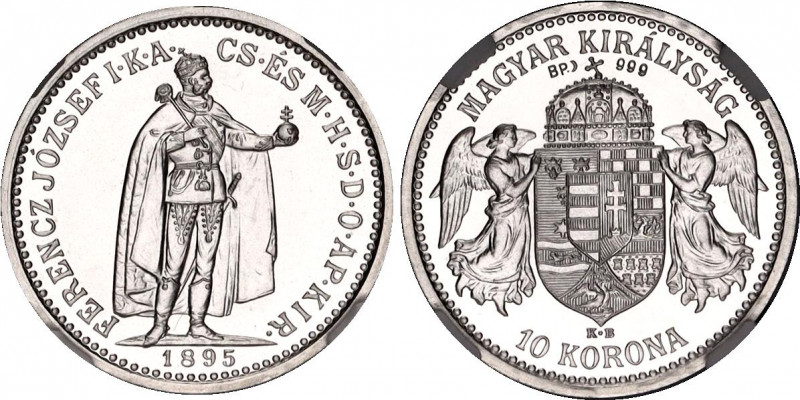 Hungary 10 Korona 1895 KB BP (2014) Silver Modern Restrike NGC MS 69
Like: KM# ...