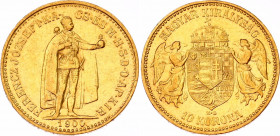 Hungary 10 Korona 1900 KB
KM# 485; Gold (.900) 3.39 g.; Franz Joseph I; Mint: Kremnitz; Mintage 227,572; AUNC