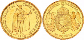 Hungary 10 Korona 1906 KB
KM# 485; Gold (.900) 3.39 g.; Franz Joseph I; Mint: Kremnitz; Mintage 747,606; AUNC