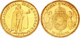 Hungary 10 Korona 1909 KB
KM# 485; Gold (.900) 3.39 g.; Franz Joseph I; Mint: Kremnitz; Mintage 573,816; UNC