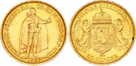 Hungary 20 Korona 1895 KB
KM# 486; Franz Joseph I, Kremnitz. Gold (.900) 6,78g. Mintage 1,935,250. UNC.