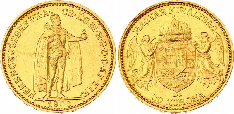 Hungary 20 Korona 1900 KB
KM# 486; Franz Joseph I, Kremnitz. Gold (.900) 6,78g....