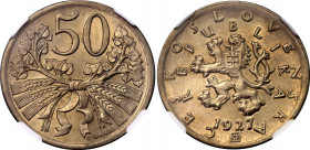 Czechoslovakia 50 Haleru 1927 NGC MS 64
KM# 2; Schön# 6; N# 3970; Copper-nickel; Mint: Kremnitz; UNC