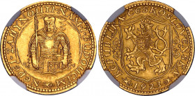 Czechoslovakia Dukat 1923 NGC MS 64
KM# 8; Without serial number; Gold (.986) 3.49 g. Kremnitz mint. Mintage 61.861 pc; Svatováclavský dukát 1923. Su...