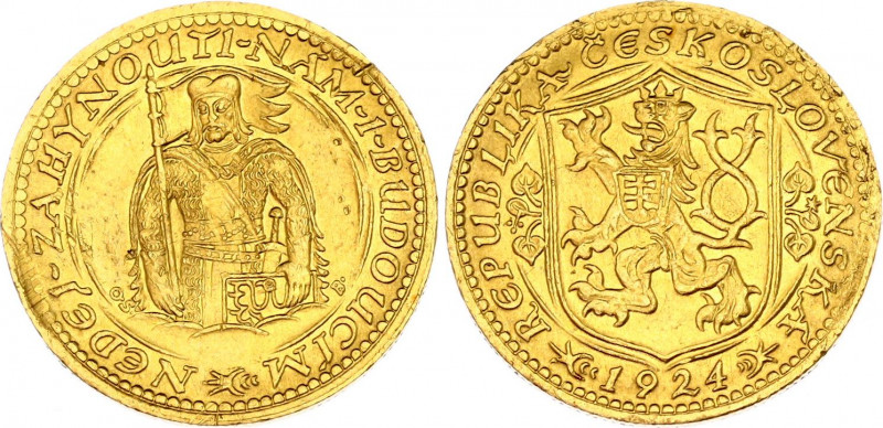 Czechoslovakia Dukat 1924 
KM# 8; Gold (.986) 3.49 g. Kremnitz mint. Mintage 32...