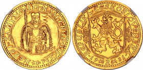 Czechoslovakia 2 Dukat 1931 NGC MS 63
KM# 9, N# 19975; Gold (.986) 6.98 g., 25 mm; Mintage 2.994 pc; Svatováclavský 2 dukáty 1931. Super stav!