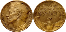 Czechoslovakia Bronze Medal "100th Anniversary of the Death of Miroslav Tyrš" 1932 
M&CH CSR1-MED7, Novotný IV.C; Bronze 29.50 g., 42 mm.; By J. Bruh...