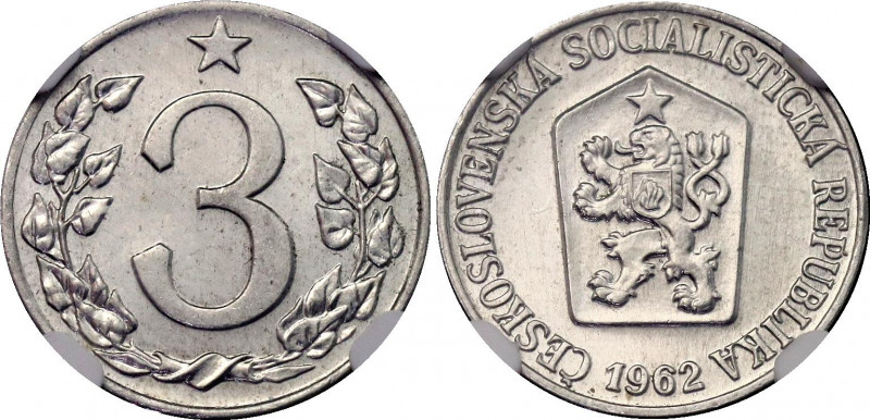 Czechoslovakia 3 Halere 1962 NGC MS 65
KM# 52; Schön# 54; N# 3275; Aluminium; M...