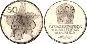 Czechoslovakia 50 Korun 1973 Unor Proof
KM# 78; 25th Anniversary of Victorious February. 25. VÝROČÍ VÍTĚZNÉHO ÚNORA. Silver, Proof. Mintage 5000 Only...