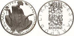 Czech Republic 200 Korun 1996 Gaspar Proof
KM# 24; 200th Anniversary of the Birth of Jean-Baptiste Gaspard Deburau. Silver, Proof. Mintage 2000 Only....