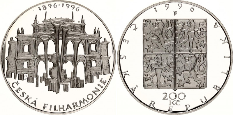 Czech Republic 200 Korun 1996 Česká Filharmonie Proof
KM# 22; 100th Anniversary...