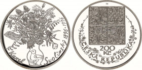 Czech Republic 200 Korun 1996 Karel Svolinský Proof
KM# 23; 100th Anniversary of the Birth of Karel Svolinský. Silver, Proof. Mintage 2000 Only. In O...