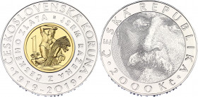 Czech Republic 2000 Korun 2019
N# 175131; Bimetallic: Gold centre (.986) 3.49 g. Silver ring (.900) 31.10 g., 40 mm.; 100th Anniversary of the Introd...
