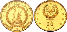 Albania 20 Leke 1969 PCGS PR68 DCAM
KM# 51.4; N# 33927; Gold (.900); Mintage 650; Proof, Deep Cameo. Only 1 coin graded in PCGS and 2 in NGC.