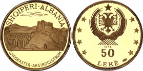 Albania 50 Leke 1970 PCGS PR66 DCAM
KM# 53.3; N# 33929; Gold (.900); Mintage 100; Proof, Deep Cameo. Extremely rare coin.