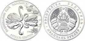 Belarus 20 Roubles 2003
KM# 53; N# 49912; Silver; Narochansky National Park, Mute Swan; Mintage 2000; UNC Proof