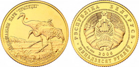 Belarus 50 Roubles 2006
KM# 125; N# 126986; Gold (.900) 8.00 g.; Prypiatsky National Park: Common Crane; Mint: Warsaw; Mintage 3000; UNC Proof