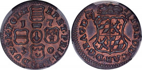 Liege 1 Liard 1750 PCGS MS 63 BN
KM# 155; Jean-Théodore of Bavaria; UNC with Red Mint Luster.