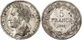 Belgium 5 Francs 1835
KM# 3.1; N# 255; Silver; Léopold I; Mint: Brussels; VF