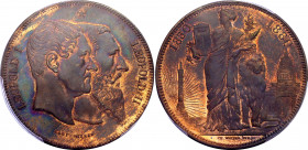 Belgium 10 Centimes 1880 PCGS MS64BN
X# 8a; N# 38144; Copper; Léopold II; 50 Years of Belgium; Mintage 28000; UNC