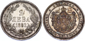 Bulgaria 2 Leva 1882
KM# 5; Silver; Aleksandr I; AUNC, mint luster.