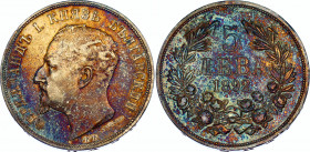 Bulgaria 5 Leva 1892 KB
KM# 15, N# 32250; Silver; Ferdinand I; XF with beautiful toning