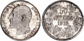 Bulgaria 50 Stotinki 1913 PCGS MS 63
KM# 30, N# 12341; Silver; Ferdinand I