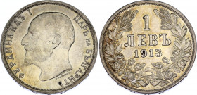 Bulgaria 1 Lev 1913
KM# 31; Ferdinand I; Silver, UNC, nice patina, mint luster.