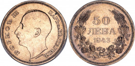 Bulgaria 50 Leva 1943 A PCGS MS 63
KM# 48a, N# 12382; Copper-nickel plated iron; Boris III