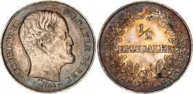 Denmark 1/2 Rigsdaler 1855 FK/VS
KM# 759; N# 22115; Silver; Frederick VII (1848-1863); Nice dark and violet patina; AUNC