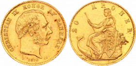 Denmark 20 Kroner 1876 CS
KM# 791.1; N# 41928; Gold (.900) 8.96 g.; Christian IX; XF-AUNC