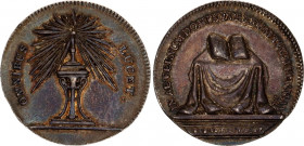 France Token "Omnibus Lucet" 1817 (ND) Rare
Silver 7.10 g., 26 mm.; Obv: Omnibus Lucet. Rev: In Aeternu Domini Verbum Tuum Perman; XF with outstandin...