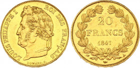France 20 Francs 1847 A
KM# 750; Louis Philippe I. Paris Mint. Gold (.900) 6.45g. UNC, mint luster. Rare condition.