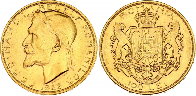 Romania 100 Lei 1922 
KM# XM4, Fr# 9; Ferdinand I., 1914-1927. Gold (.900), 32....