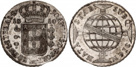 Brazil 960 Reis 1810 B Bahia
KM# 307; N# 23668; Silver; John VI the Clement (1799-1816); Mint luster; AUNC+