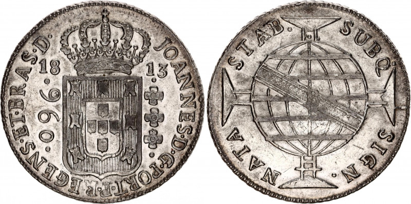Brazil 960 Reis 1813 B Bahia
KM# 307; N# 23668; Silver; John VI the Clement (17...