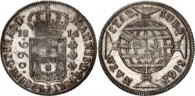 Brazil 960 Reis 1814 B Bahia
KM# 307; N# 23668; Silver; John VI the Clement (1799-1816); Mint luster; AUNC