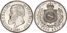 Brazil 2000 Reis 1888 
KM# 485; N# 19792; Silver; Peter II the Magnanimous (1831-1889); Mint luster; UNC
