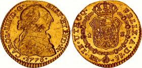 Colombia 1 Escudo 1775 NR JJ
KM# 48.1, N# 52835; Gold (.902) 3.38 g., 19 mm.; Carlos III