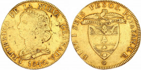 Colombia 16 Pesos 1846 UE
KM# 94.2; N# 48069; Gold (.875) 27.00 g.; Republic of New Granada; Mint: Popayan; VF