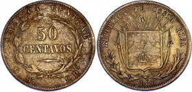 Costa Rica 50 Centavos 1887 GW
KM# 124; N# 46137; Silver; VF+
