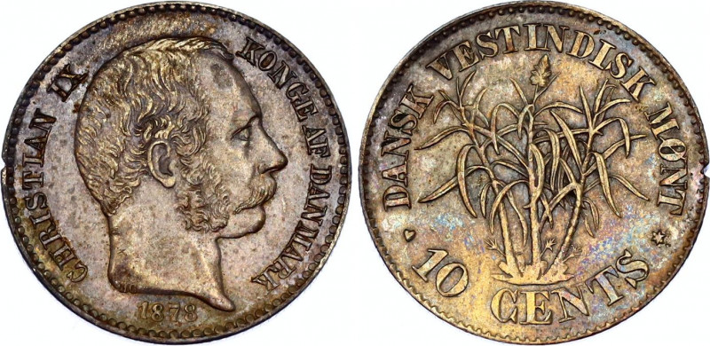 Danish West Indies 10 Cents 1878
KM# 70, N# 18049; Silver; Christian IX; AUNC w...