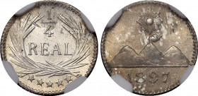 Guatemala 1/4 Real 1897 NGC MS 66
KM# 162, N# 8119; Silver; Only 3 coins slabed in such a high grade