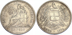 Guatemala Peso 1894 H
KM# 210; Heaton Mint. Better type. Silver, AUNC.