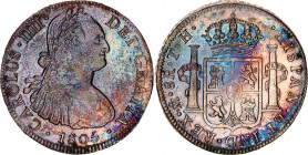 Mexico 8 Reales 1805 TH
KM# 109, N# 18852; Silver; Carlos IV; UNC, probably unmounted, with amazing toning